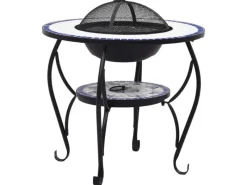 Feuerschalen|vidaXL Feuertisch Mosaik Keramik Blau und Weiß 68 cm
