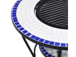 Feuerschalen|vidaXL Feuertisch Mosaik Keramik Blau und Weiß 68 cm