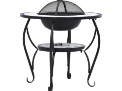 Feuerschalen|vidaXL Feuertisch Mosaik Keramik Blau und Weiß 68 cm