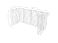 Mülltonnenboxen|vidaXL Gabionen-Mülltonnenverkleidung für 3 Tonnen Stahl 250x100x120cm
