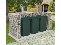 Mülltonnenboxen|vidaXL Gabionen-Mülltonnenverkleidung für 3 Tonnen Stahl 250x100x120cm
