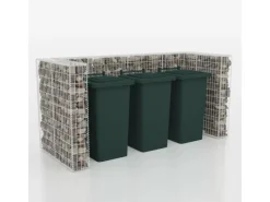 Mülltonnenboxen|vidaXL Gabionen-Mülltonnenverkleidung für 3 Tonnen Stahl 250x100x120cm