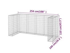 vidaXL Gabionenwand für Mülltonnen Verzinkter Stahl 254x100x110 cm* Outlet