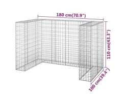 Mülltonnenboxen|vidaXL Gabionenwand für Mülltonnen Verzinkter Stahl 180x100x110 cm
