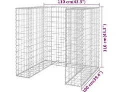 vidaXL Gabionenwand für Mülltonnen Verzinkter Stahl 110x100x110 cm* Sale