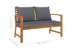 Gartenbänke|Sitzkissen|vidaXL Gartenbank 120 cm mit Dunkelgrauen Kissen Massivholz Akazie