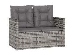vidaXL Gartenbank  105 cm mit Kissen Grau Poly Rattan* Best