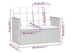 vidaXL Gartenbank  105 cm mit Kissen Grau Poly Rattan* Best