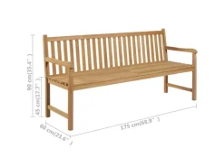 vidaXL Gartenbank mit Heller Auflage 175 cm Massivholz Teak 3062810* Sale