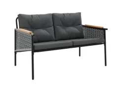 vidaXL Gartenbank mit Kissen 116 cm Schwarz Stahl* Online