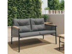 vidaXL Gartenbank mit Kissen 116 cm Schwarz Stahl* Online