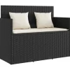 vidaXL Gartenbank  Poly Rattan mit Kissen Schwarz*
