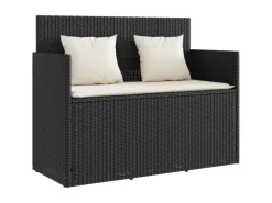 vidaXL Gartenbank  Poly Rattan mit Kissen Schwarz*