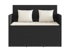 vidaXL Gartenbank  Poly Rattan mit Kissen Schwarz*