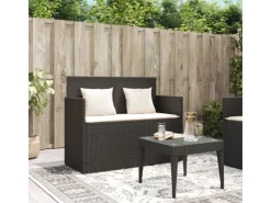vidaXL Gartenbank  Poly Rattan mit Kissen Schwarz*