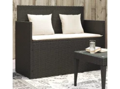 vidaXL Gartenbank  Poly Rattan mit Kissen Schwarz*