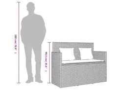 vidaXL Gartenbank  Poly Rattan mit Kissen Schwarz*