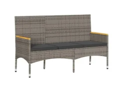 vidaXL Gartenbank 3-Sitzer mit Kissen Grau Poly Rattan 365442* Hot