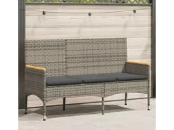 vidaXL Gartenbank 3-Sitzer mit Kissen Grau Poly Rattan 365442* Hot