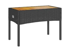 Balkonmöbel|Gartenbänke|vidaXL Gartenbank 2-Sitzer mit Kissen und Tisch Schwarz Poly Rattan