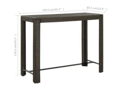 Gartentische|vidaXL Garten-Bartisch 140,5x60,5x110,5 cm Poly Rattan 45876