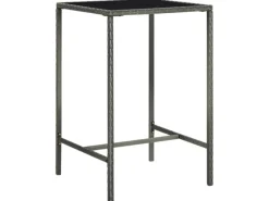 vidaXL Garten-Bartisch 70x70x110 cm Poly Rattan und Glas 313459*