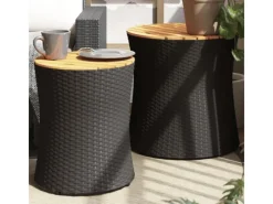 Gartentische|vidaXL Garten-Beistelltische 2 Stk mit Holzplatte Poly Rattan 366288