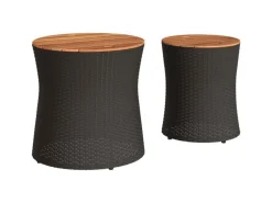 Gartentische|vidaXL Garten-Beistelltische 2 Stk mit Holzplatte Poly Rattan 366288
