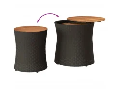 Gartentische|vidaXL Garten-Beistelltische 2 Stk mit Holzplatte Poly Rattan 366288