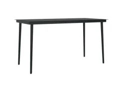vidaXL Garten-Esstisch Schwarz 140x70x74 cm Stahl und Glas 318750*