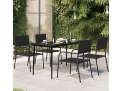 vidaXL Garten-Esstisch Schwarz 140x70x74 cm Stahl und Glas 318750*