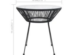 Gartentische|vidaXL Garten-Esstisch Schwarz Ø70x74 cm Rattan und Glas 312165