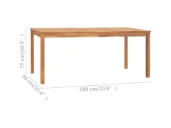 Gartentische|vidaXL Garten-Esstisch 180x90x77 cm Massivholz Teak 315621