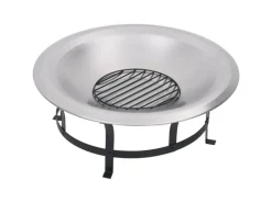 Feuerschalen|vidaXL Garten-Feuerschale mit Grill Edelstahl 76 cm