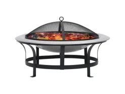 Feuerschalen|vidaXL Garten-Feuerschale mit Grill Edelstahl 76 cm