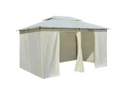 Gartenlauben|vidaXL Gartenpavillon mit Gardinen 4x3 m Weiß