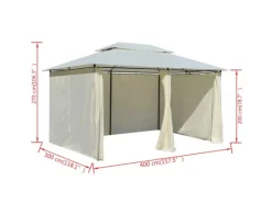 Gartenlauben|vidaXL Gartenpavillon mit Gardinen 4x3 m Weiß