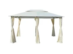 Gartenlauben|vidaXL Gartenpavillon mit Gardinen 4x3 m Weiß