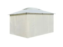 Gartenlauben|vidaXL Gartenpavillon mit Gardinen 4x3 m Weiß