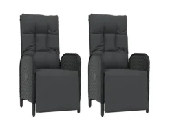 vidaXL Garten-Relaxsessel mit Kissen 2 Stk. Poly Rattan Schwarz* Sale