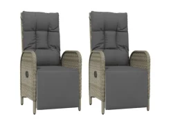 vidaXL Garten-Relaxsessel mit Kissen 2 Stk. Poly Rattan Grau* Sale