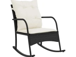 vidaXL Garten-Schaukelstuhl mit Kissen Schwarz Poly Rattan* Clearance