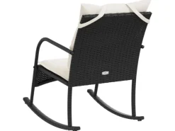 vidaXL Garten-Schaukelstuhl mit Kissen Schwarz Poly Rattan* Clearance