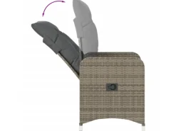 Gartenstühle|vidaXL Gartensessel mit Kissen 2 Stk. Verstellbar Grau Poly Rattan
