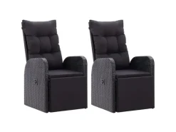 vidaXL Gartensessel mit Kissen 2 Stk. Verstellbar Schwarz Poly Rattan Stahl* Online