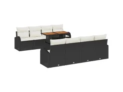 Outdoor Whirlpools|vidaXL Garten-Sofa-Set mit Speicher 9-Tlg Schwarz Poly Rattan 3358294
