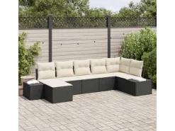 Outdoor Whirlpools|vidaXL Garten-Sofa-Set mit Kissen 7-Tlg Schwarz PE Rattan 3355816