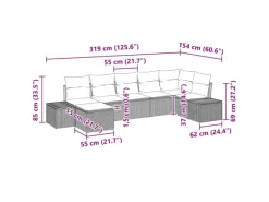 Outdoor Whirlpools|vidaXL Garten-Sofa-Set mit Kissen 7-Tlg Schwarz PE Rattan 3355816