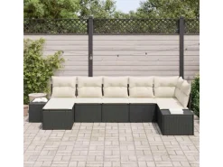 Outdoor Whirlpools|vidaXL Garten-Sofa-Set mit Kissen 7-Tlg Schwarz PE Rattan 3355816