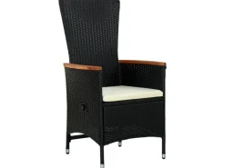 Gartenstühle|vidaXL Gartenstühle 2 Stk. mit Polstern Poly Rattan Schwarz